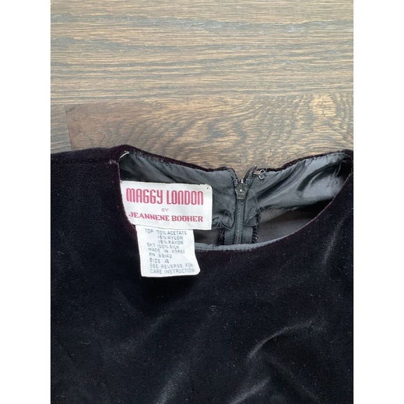 VTG 80s~MAGGY LONDON BY JEANNENE BOOHER VELVET&‎ SILK DRESS~4 - Picture 4 of 5